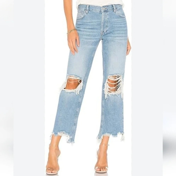 *NWT* Free People We The Free Distressed Straight Leg Jean - Picture 1 of 8